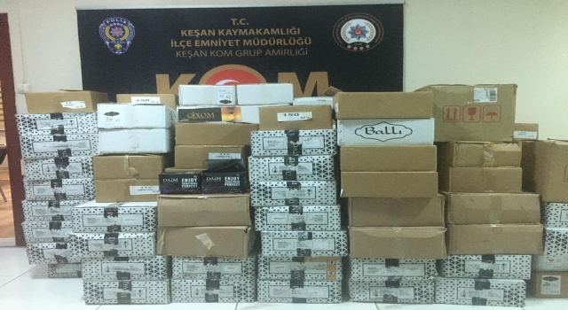 Edirne’de 12 bin 450 paket kaçak nargile tütünü ele geçirildi