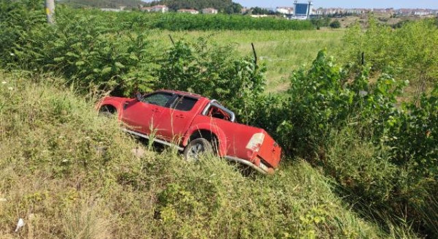 Edirne’de şarampole giren kamyonetin sürücüsü yaralandı