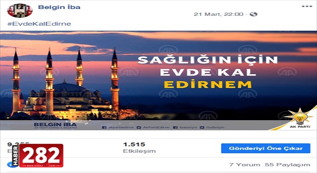 AK Parti Edirne İl Başkanlığı "Evde Kal Edirne" klibi hazırladı