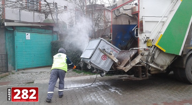 Ergene’de Çöp Konteynerleri Dezenfekte İşlemleri Aralıksız Sürüyor