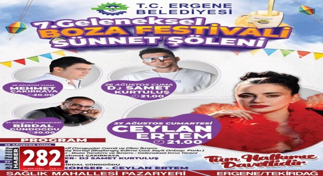 Ergene Belediyesi 7’inci Geleneksel Boza Festivali ve Sünnet Şöleni Düzenliyor