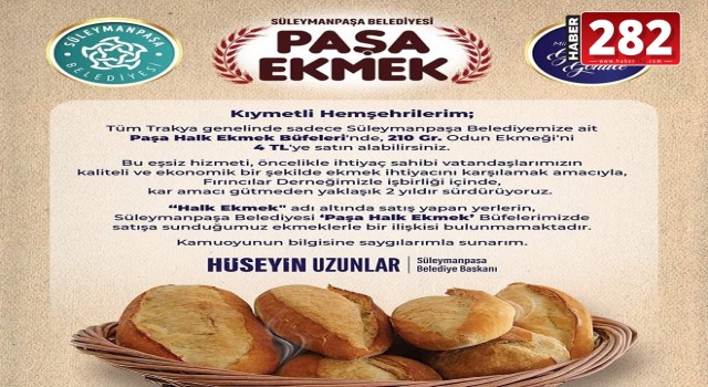 Paşa Halk Ekmek sadece 4 TL