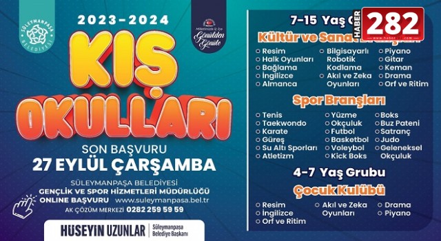 Süleymanpaşa Belediyesi Kış Okulu kayıtları başladı