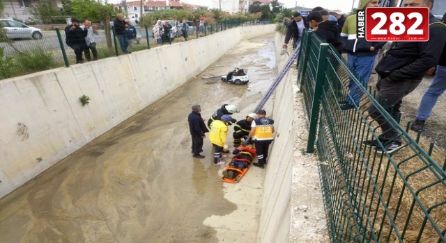 Tekirdağ'da elektrikli bisikletiyle dere yatağına düşen kadın, yaralandı