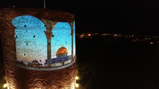 Kırklareli’nde Pınarhisar Kalesi Filistin’e destek için ışıklandırıldı