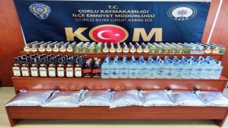 Çorlu’da 254 litre sahte ve kaçak içki ele geçirildi