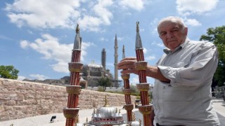 Kıbrıs gazisi, kurduğu atölyede Selimiye Camisi’nin minyatürünü yapıyor