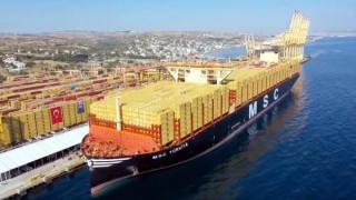 Dünyanın en büyük konteyner gemilerinden ’MSC Türkiye’ Tekirdağ’da