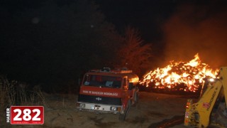 Malkara'da çıkan yangında 6 bin saman balyası yandı