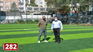 Başkan Yüksel Yavuz Mahallesi halı saha tesislerinde incelemede bulundu