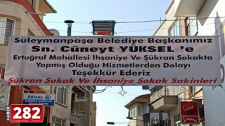 Başkan Yüksel’e pankartlı teşekkür