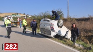 Malkara'da takla atan otomobilde 3 kişi yaralandı