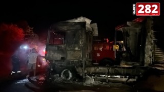 Tekirdağ’da buğday yüklü TIR ile 300 dönüm tarım arazisi yandı